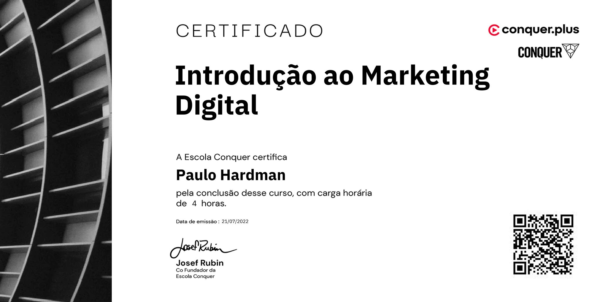 Certificado de Introdução ao Marketing Digital